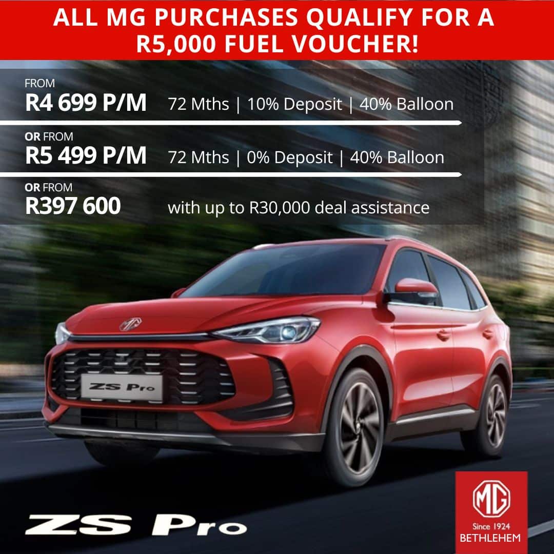 MG-S01 tour 60° DG X100 MG ZS Pro Special Offer From R4 699 pm* or R397 600* • Morgan Group